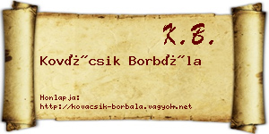 Kovácsik Borbála névjegykártya