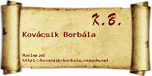 Kovácsik Borbála névjegykártya